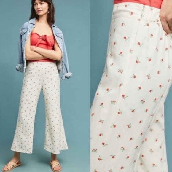 Anthropologie Pants - Anthropologie Featherbone Cherry Wide Leg Crop